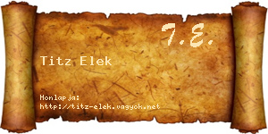 Titz Elek névjegykártya